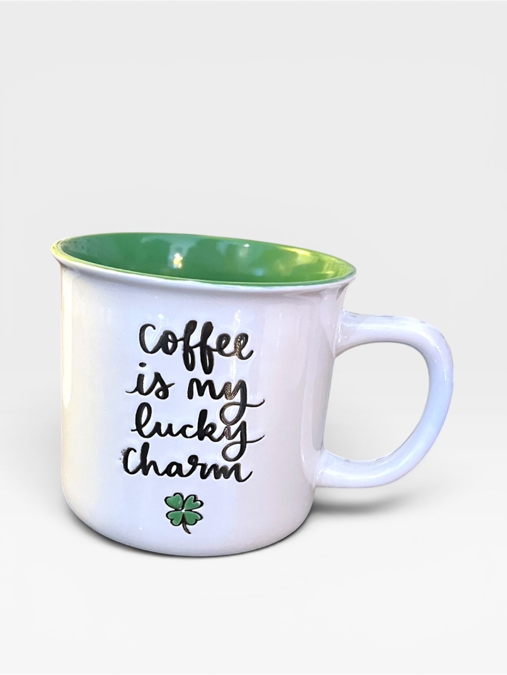 Coffee Is My Lucky Charm Green-Interior Ceramic Mug